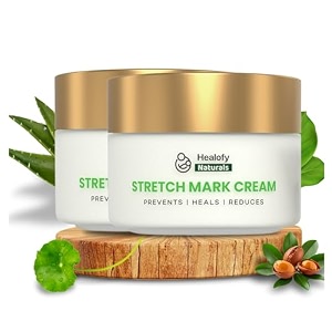 healofy stretch marks cream visible results in 28 days reduces scars hydrates amp moisturises safe oil amp butter blend with shea cocoa jojoba coconut best for pregnancy care 100 grams pack of 3