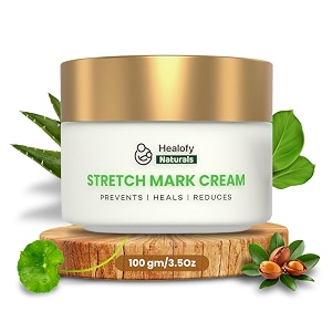 healofy stretch marks cream - visible results in 28 days  advanced stretch mark removal cream  reduces stretch marks amp scars  hydrates heals amp rejuvenates skin  safe oil amp butter blend shea cocoa jojoba coconut  best stretch mark prevention during pregnancy  100 grams  pack of 1