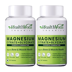 health veda organics magnesium citrate  glycinate 1648mg for healthy muscle functioning improves bone density maintain sugar level assists in heart amp nerve health  240 veg tablets for men amp women