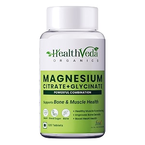 health veda organics magnesium citrate  glycinate 1648mg for healthy muscle functioning improves bone density maintain sugar level assists in heart amp nerve health  120 veg tablets for men amp women