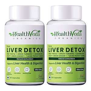 health veda organics liver detox with milk thistle green turmeric ginger powder  support healthy liver helps in cleansing liver natural fatty liver support for men amp women 120 veg capsules