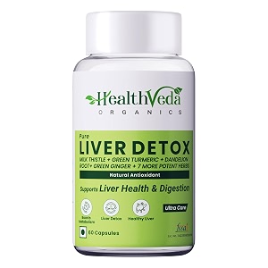 health veda organics liver detox with milk thistle green turmeric ginger powder  support healthy liver helps in cleansing liver natural fatty liver support for men amp women 60 veg capsules