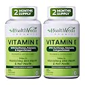 Health Veda Organics Vitamin E for with Argan & Aloe Vera | Antioxidant Support, Naturally Nourished Skin and Hair For Men & Women (120 Veg Capsules - Packs of 2)