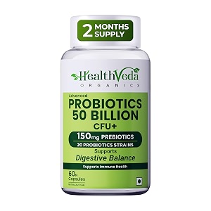 health veda organics probiotics 50 billion cfu  daily gut digestion amp immunity support  for men amp women  60 veg capsules