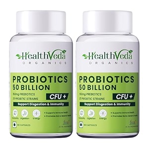 health veda organics probiotics 50 billion cfu  daily gut digestion amp immunity support  for men amp women  60 veg capsules