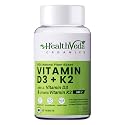 HEALTH VEDA ORGANICS PRIVATE LIMITED Vitamin D3 (600 IU) + Vitamin K2 as Mk7 (55Mcg) | 60 Veg Tablets | Supports Healthy Bones, Boosts Immune System | For Men &amp; Women