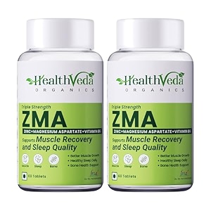 health veda organics zma zinc magnesium aspartate amp vitamin b6  nighttime muscle recovery supplements for improved muscle strength for both men amp women  120 veg tablets