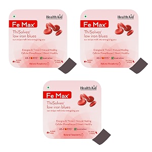 healthaid fe max thisolves  iron folic acid vitamin c zinc amp beetroot oral strips  natural raspberry flavor  supports blood health amp energy  30 stripspack of 3