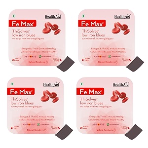 healthaid fe max thisolves  iron folic acid vitamin c zinc amp beetroot oral strips  natural raspberry flavor  supports blood health amp energy  30 stripspack of 4