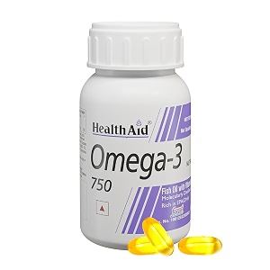 healthaid omega-3 fish oil capsules with vitamin e  750mg purified fish oil  mercury-free no fishy burps  supports heart brain eye amp joint health  60 softgels pack of 2