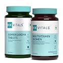 HealthKart HK Vitals Ashwagandha, Anxiety & Stress Relief (60 Capsules) with Multivitamin Women, with Zinc, Vitamin C, Multiminerals & Ginseng Extract (60 Tablets) | (Combo Pack)