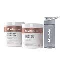 hk vitals Skin Radiance Marine Collagen Supplement (Orange &amp; Mixed Fruit, 2 X 200g) &amp; Sipper Bottle (Grey, 300ml) | Combo Pack | Vitamin C &amp; E | For Healthy Hair &amp; Skin