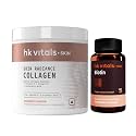 hk vitals Skin Radiance Marine Collagen Supplement (Orange, 200g) &amp; Biotin 10000mcg (90 Tablets) Combo Pack | Supplement for Hair Growth