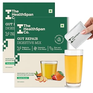 the healthspan co gut health supplementprobiotic  zinc  chromium for leaky gut relief immunity amp digestive health 5bn cfu of clinically proven strains30 days pack sachet 2 count 15 servings