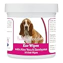 Healthy Breeds Basset Hound Ear Cleaning Wipes with Aloe &amp; Eucalyptus for Dogs 100 Count