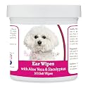 Healthy Breeds Bichon Frise Ear Cleaning Wipes with Aloe &amp; Eucalyptus for Dogs 100 Count