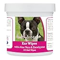 Healthy Breeds Boston Terrier Ear Cleaning Wipes with Aloe & Eucalyptus for Dogs 100 Count