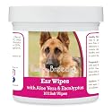 Healthy Breeds German Shepherd, Saddle, Ear Cleaning Wipes with Aloe &amp; Eucalyptus for Dogs 100 Count