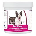 Healthy Breeds Miniature Bull Terrier Ear Cleaning Wipes with Aloe &amp; Eucalyptus for Dogs 100 Count