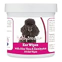 Healthy Breeds Poodle, Black, Ear Cleaning Wipes with Aloe &amp; Eucalyptus for Dogs 100 Count