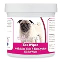 Healthy Breeds Pug, Fawn, Ear Cleaning Wipes with Aloe &amp; Eucalyptus for Dogs 100 Count