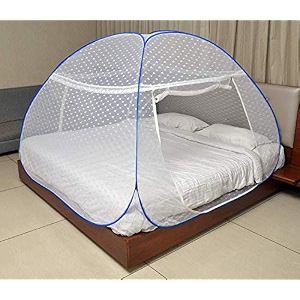 healthy sleeping foldable pop up polyester mosquito net for double bed strong amp durable mosquito net for king queen size foldable machardani embroidery white
