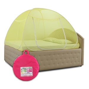 healthy sleeping foldable pop up polyester mosquito net for double bed strong amp durable mosquito net for king queen size bed embroidery yellow