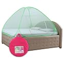 Healthy Sleeping Foldable Pop up Polyester Mosquito Net for Double Bed, Strong & Durable Mosquito Net for King, Queen Size Bed (New Embroidery Sea Green)