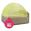 Healthy Sleeping Foldable Pop up Polyester Mosquito Net for Double Bed, Strong &amp; Durable Mosquito Net for King, Queen Size Bed (Embroidery Yellow)