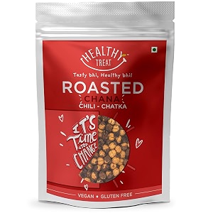 healthy treat roasted chana 200g - chili-chatka  ultimate crunchy delight  high protein snacks  bhungda with skin  roasted chickpeas