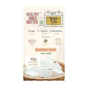 healthy vibes matter soya tofu paneer 200gm classic tofu pack of 5 ambient storage  high in protein  preservative-free  soya paneer  perfectly plant-based 5