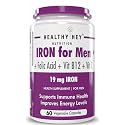 HealthyHey Nutrition Iron Supplement for Men -100% Chelated - With Vitamin B12, Folic Acid & Vitamin C for High Absorption (60 Veg Capsules)