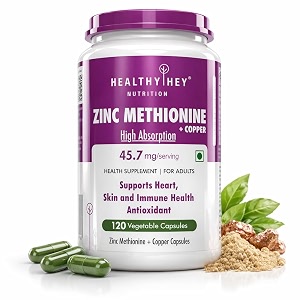healthyhey nutrition zinc methionine plus copper supports immune and antioxidant protection - 120 veg capsules