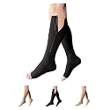 HealthyNees 30-40 mmHg Extra Firm Compression Closed Open Toe Wide Zipper Socks (4X-Large, Open Toe Black)