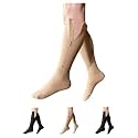 HealthyNees 30-40 mmHg Extra Firm Compression Closed Open Toe Wide Zipper Socks (Small-Medium, Closed Toe Nude)