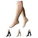 HealthyNees 30-40 mmHg Extra Firm Compression Closed Open Toe Wide Zipper Socks (4X-Large, Open Toe Nude)