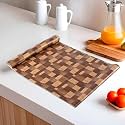 Heart Home Pack of 2 Waterproof &amp; Durable 5 Meters Kitchen Mats for Shelf Liner Roll | Wipeable Fridge Sheets for Shelves Cabinet Drawer | Dark Brown Wooden Check