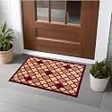 Heart Home 16x24 Inch Poly Wool Anti-Skid Doormats for Main Door Entrance | Soft Footmats for Home &amp; Kitchen | Washable/Non-Slip Floor Mat for Living Room Balcony | Hexagon - Maroon