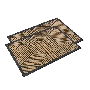 heart home 2 pcs poly wool anti-skid 16x24 inch doormats for main door entrance  soft footmats for home amp kitchen  washablenon-slip floor mat for living room balcony  chevron - grey
