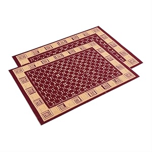 heart home 2 pcs poly wool anti-skid 16x24 inch doormats for main door entrance  soft footmats for home amp kitchen  washablenon-slip floor mat for living room balcony  cross tee - maroon