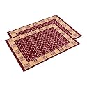 Heart Home 2 Pcs Poly Wool Anti-Skid 16x24 Inch Doormats for Main Door Entrance | Soft Footmats for Home &amp; Kitchen | Washable/Non-Slip Floor Mat for Living Room Balcony | Cross Tee - Maroon