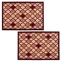 Heart Home 2 Pcs Poly Wool Anti-Skid 16x24 Inch Doormats for Main Door Entrance | Soft Footmats for Home &amp; Kitchen | Washable/Non-Slip Floor Mat for Living Room Balcony | Hexagon - Maroon