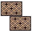 Heart Home 2 Pcs Poly Wool Anti-Skid 16x24 Inch Doormats for Main Door Entrance | Soft Footmats for Home &amp; Kitchen | Washable/Non-Slip Floor Mat for Living Room Balcony | Hexagon - Brown