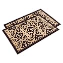 Heart Home 2 Pcs Poly Wool Anti-Skid 16x24 Inch Doormats for Main Door Entrance | Soft Footmats for Home &amp; Kitchen | Washable/Non-Slip Floor Mat for Living Room Balcony | Jacquard - Brown