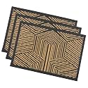 Heart Home 3 Pcs Poly Wool Anti-Skid 16x24 Inch Doormats for Main Door Entrance | Soft Footmats for Home &amp; Kitchen | Washable/Non-Slip Floor Mat for Living Room Balcony | Chevron - Grey