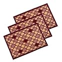 Heart Home 3 Pcs Poly Wool Anti-Skid 16x24 Inch Doormats for Main Door Entrance | Soft Footmats for Home &amp; Kitchen | Washable/Non-Slip Floor Mat for Living Room Balcony | Hexagon - Maroon