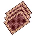Heart Home 3 Pcs Poly Wool Anti-Skid 16x24 Inch Doormats for Main Door Entrance | Soft Footmats for Home &amp; Kitchen | Washable/Non-Slip Floor Mat for Living Room Balcony | Cross Tee - Maroon