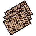 Heart Home 3 Pcs Poly Wool Anti-Skid 16x24 Inch Doormats for Main Door Entrance | Soft Footmats for Home &amp; Kitchen | Washable/Non-Slip Floor Mat for Living Room Balcony | Hexagon - Brown