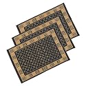 Heart Home 3 Pcs Poly Wool Anti-Skid 16x24 Inch Doormats for Main Door Entrance | Soft Footmats for Home &amp; Kitchen | Washable/Non-Slip Floor Mat for Living Room Balcony | Cross Tee - Grey
