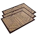 Heart Home 3 Pcs Poly Wool Anti-Skid 16x24 Inch Doormats for Main Door Entrance | Soft Footmats for Home &amp; Kitchen | Washable/Non-Slip Floor Mat for Living Room Balcony | Chevron - Brown